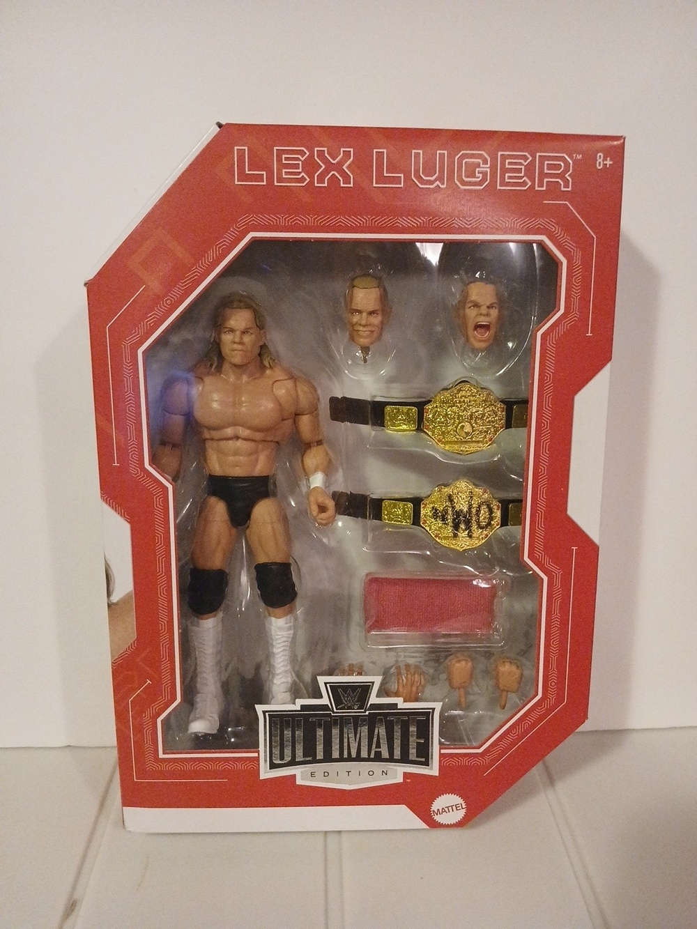 Mattel Lex Luger Action Figure with Gold Belts in Red Packaging